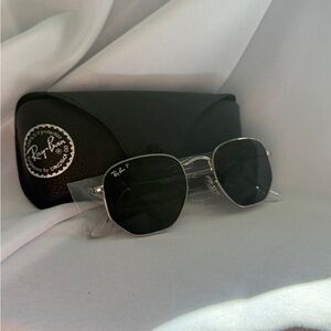 Ray-Ban Black and Silver Hexagonal Sunglasses - READ!
